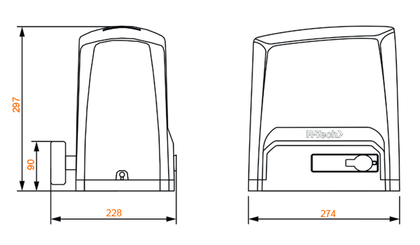 привод R-Tech SL1000AC.M габариты